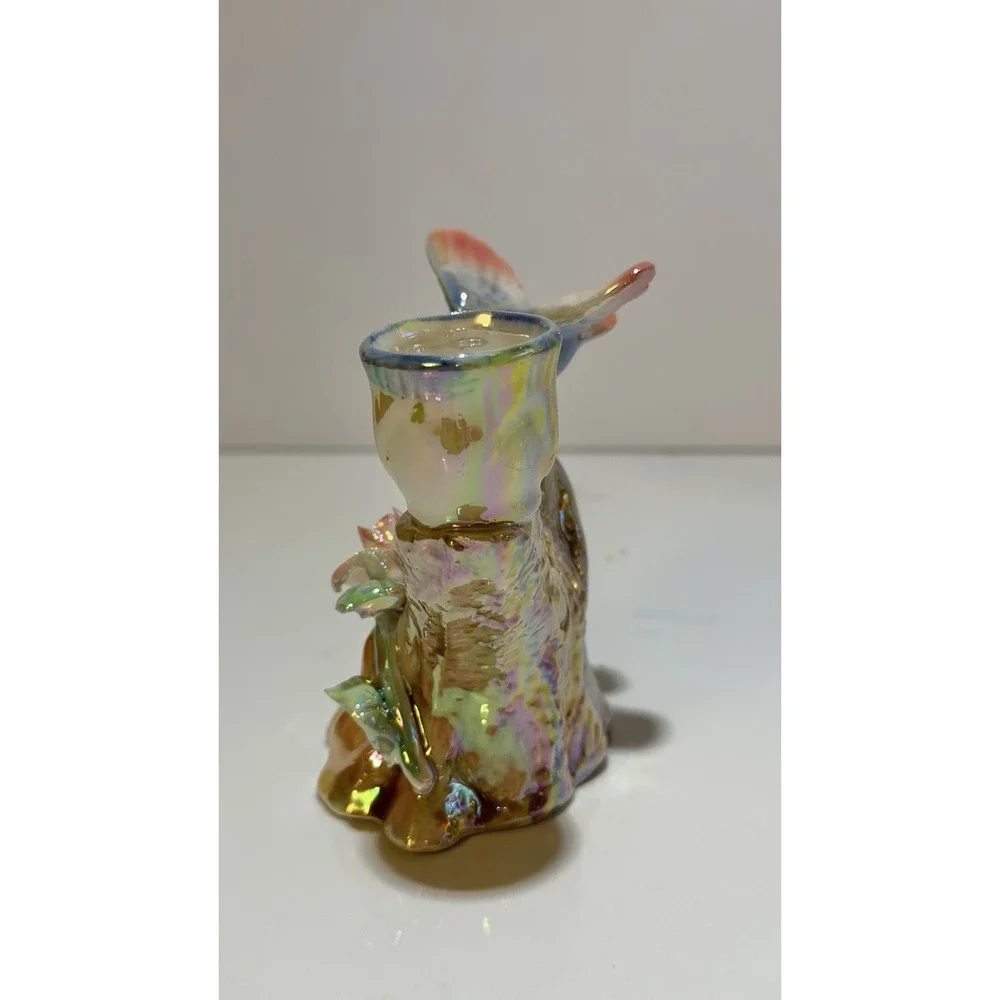 Vintage Iridescent Luster Hummingbird Candleholder